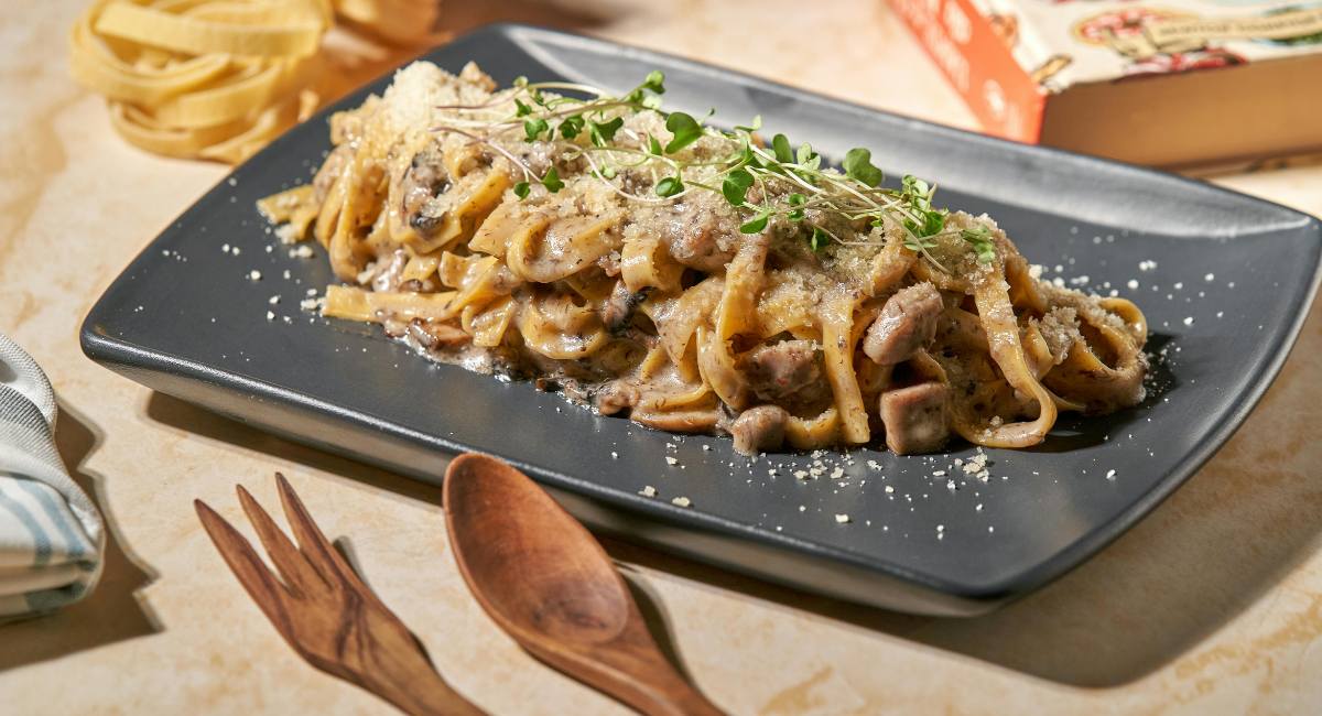 Fettuccine au jambon San Daniele à la plancha