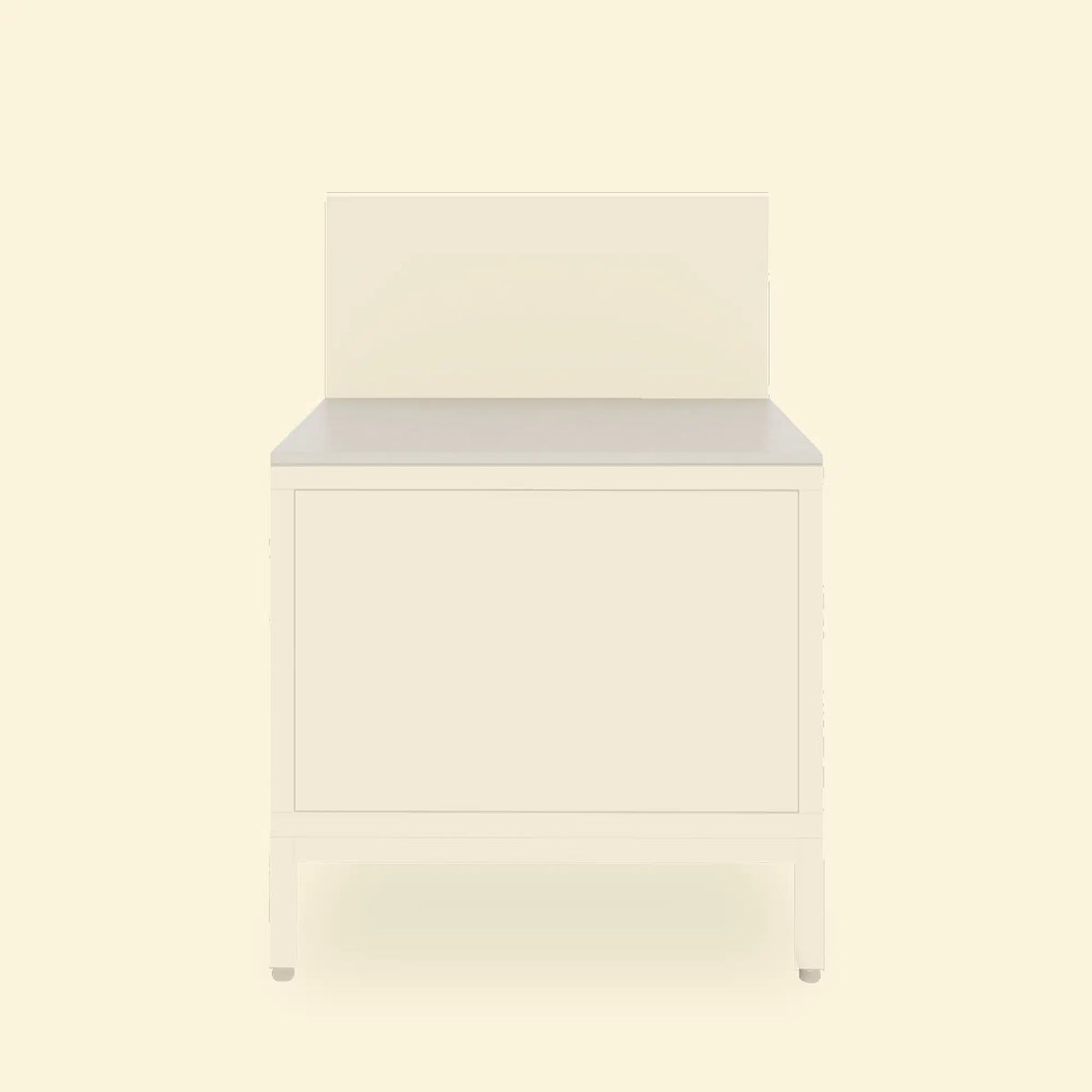 Módulo de plancha Pilotis com bancada de trabalho em cerâmica branca.
::visuel:creme
