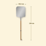 Grande pelle à pizza XL de 138 cm avec large tête en aluminium de 35,5 cm et long manche en bois.