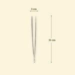 Pince de précision en inox de 31 cm avec embouts fins de 3 cm, idéale pour manipuler avec exactitude sur la plancha.